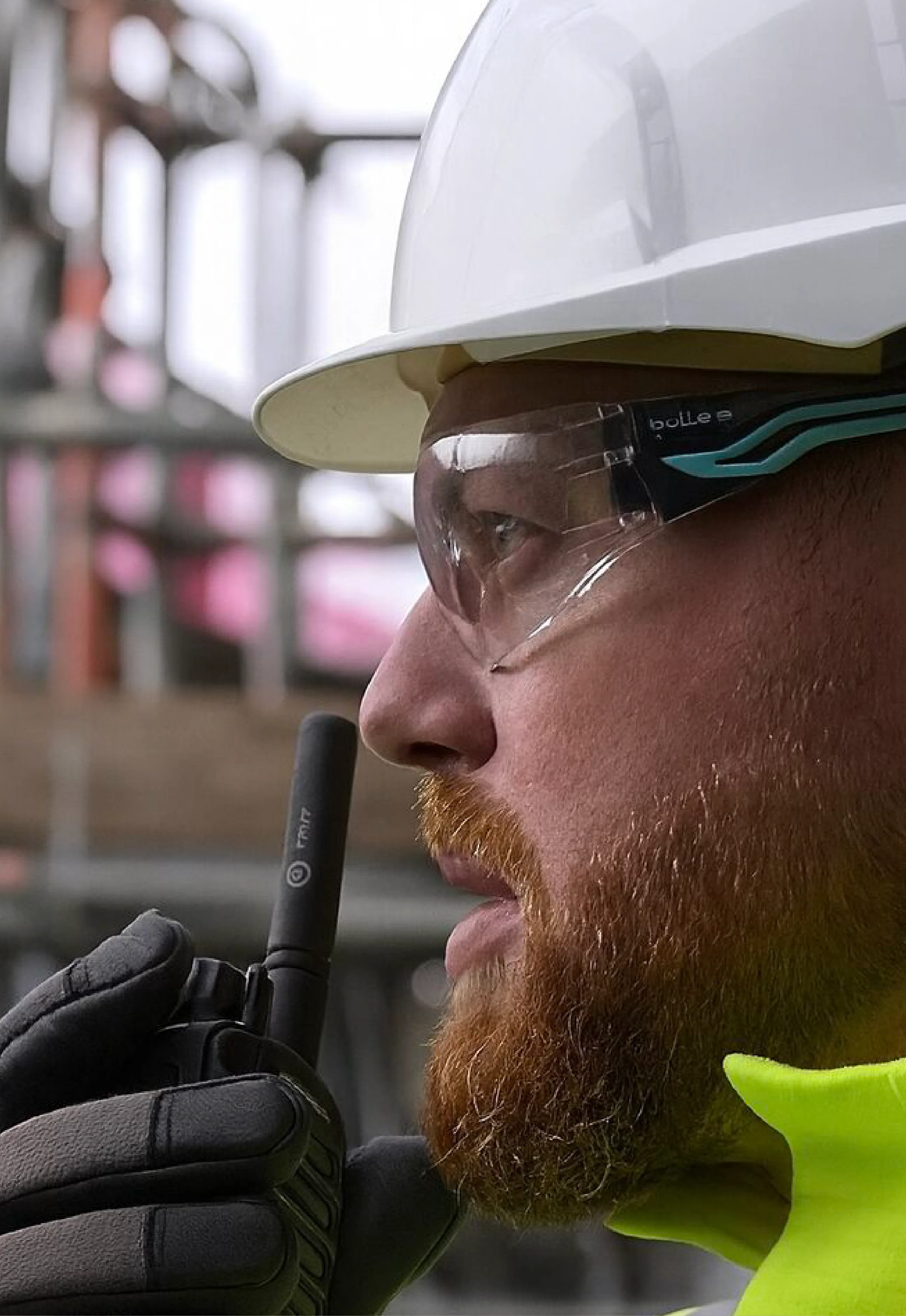 Engineer working on site with safety equipment